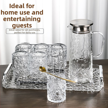 Modernus japoniško stiliaus lengvas prabangus didelės talpos skaidraus stiklo šalto vandens virdulys, atsparus aukštai temperatūrai, tinka namams