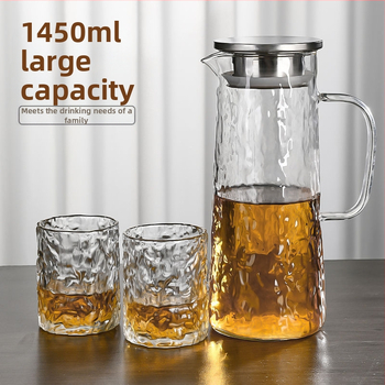 Modernus japoniško stiliaus lengvas prabangus didelės talpos skaidraus stiklo šalto vandens virdulys, atsparus aukštai temperatūrai, tinka namams