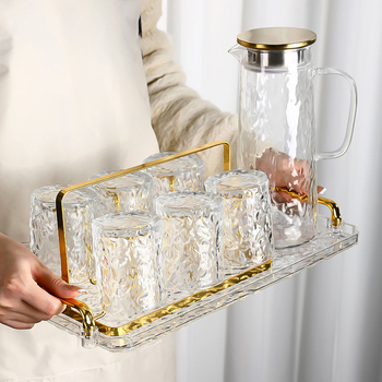 Modernus japoniško stiliaus lengvas prabangus didelės talpos skaidraus stiklo šalto vandens virdulys, atsparus aukštai temperatūrai, tinka namams