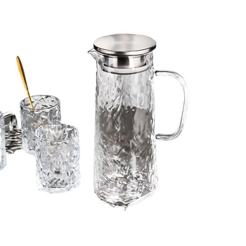 Modernus japoniško stiliaus lengvas prabangus didelės talpos skaidraus stiklo šalto vandens virdulys, atsparus aukštai temperatūrai, tinka namams