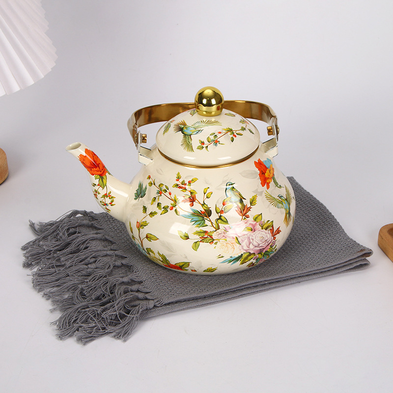 Εξωτερικό εμπόριο εξαγωγών σμάλτο δοχείου σμάλτο δοχείου βραστήρα χρυσό λαβή σε σχήμα αχλαδιού κρύο βραστήρα χάλυβα λαβή δοχείου σμάλτο βραστήρα βραστήρα βραστήρα κουζίνας