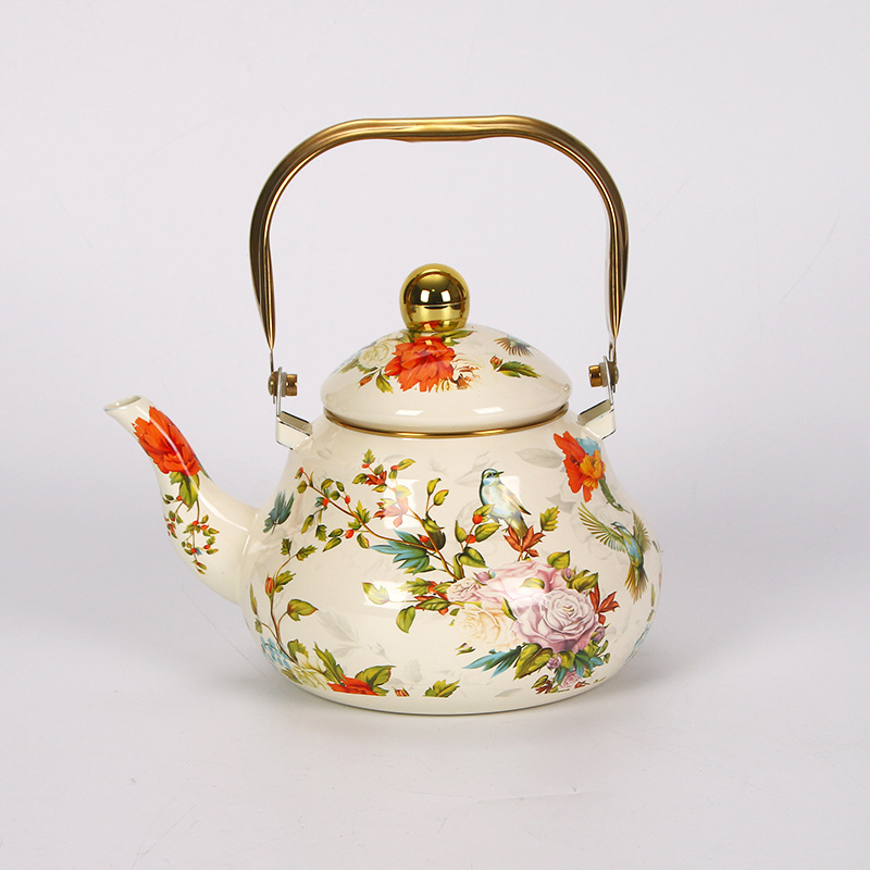 Εξωτερικό εμπόριο εξαγωγών σμάλτο δοχείου σμάλτο δοχείου βραστήρα χρυσό λαβή σε σχήμα αχλαδιού κρύο βραστήρα χάλυβα λαβή δοχείου σμάλτο βραστήρα βραστήρα βραστήρα κουζίνας