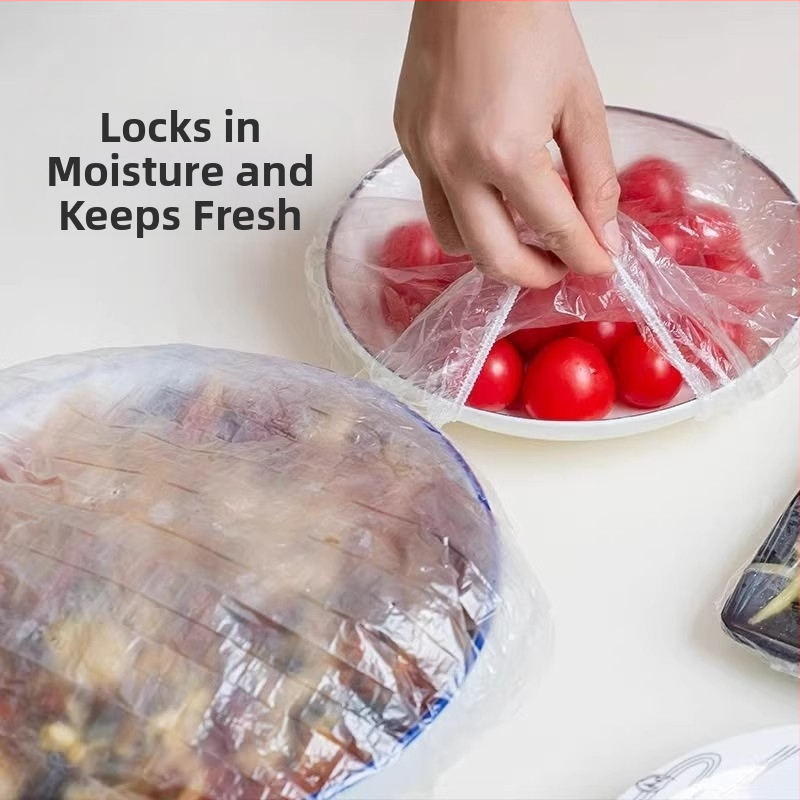 Пластмасово фолио за еднократна употреба, защитно от мухи, капак за остатъци от домакински хладилник, универсален пластмасов капак за купа, капак за купа