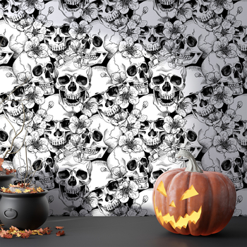 Piiriülene Halloweeni skeletiga elutoa kooritav tapeet, eemaldatav veekindel renoveeritud taimeseina kleebis
