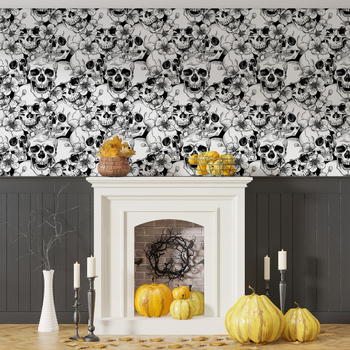 Piiriülene Halloweeni skeletiga elutoa kooritav tapeet, eemaldatav veekindel renoveeritud taimeseina kleebis