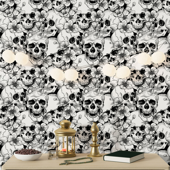 Piiriülene Halloweeni skeletiga elutoa kooritav tapeet, eemaldatav veekindel renoveeritud taimeseina kleebis
