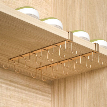 [] Креативна двуредова кука за окачване на чаши, кухненски неперфориран шкаф за окачване, шпатула, железен рафт, гардероб