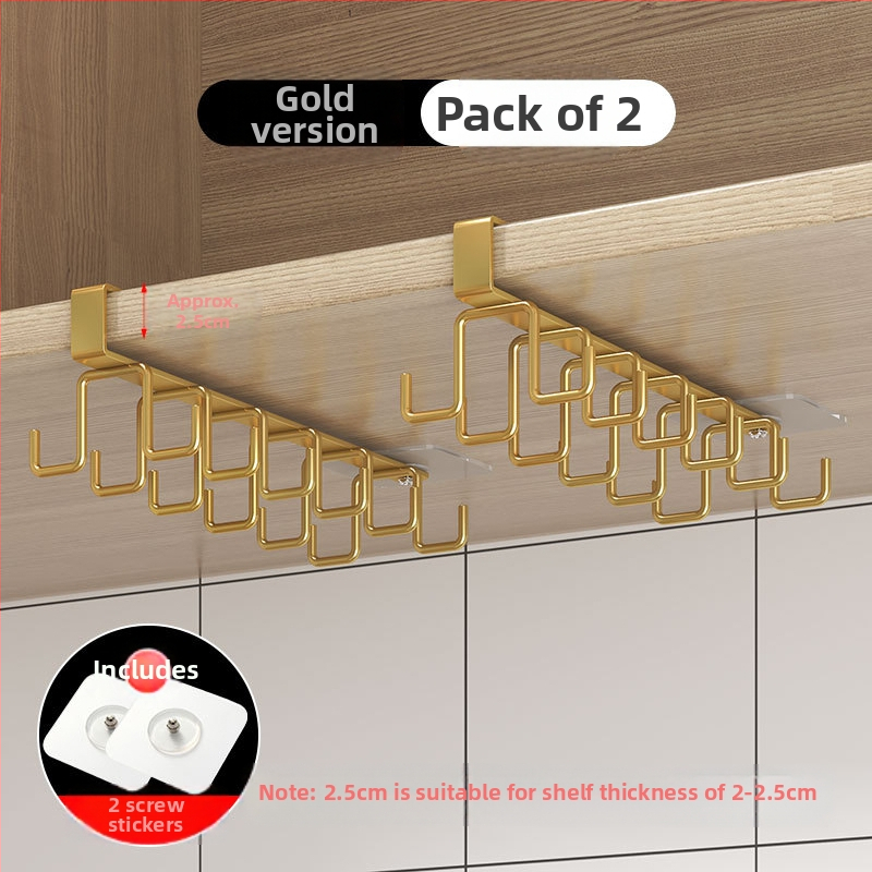 [] Креативна двуредова кука за окачване на чаши, кухненски неперфориран шкаф за окачване, шпатула, железен рафт, гардероб