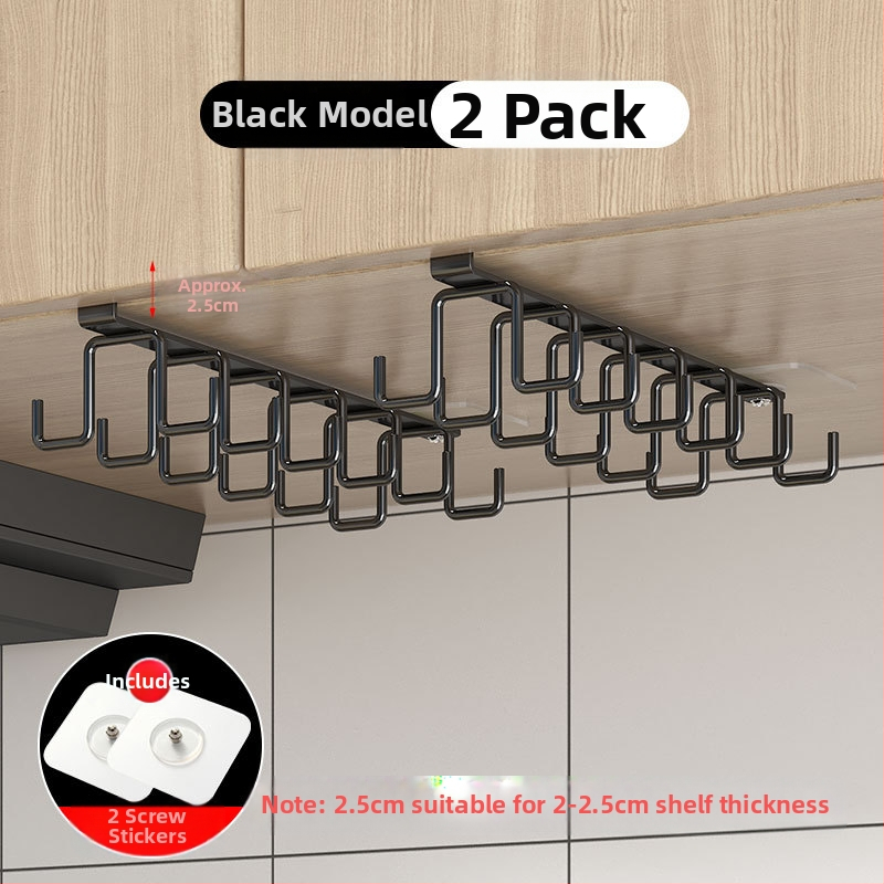 [] Креативна двуредова кука за окачване на чаши, кухненски неперфориран шкаф за окачване, шпатула, железен рафт, гардероб