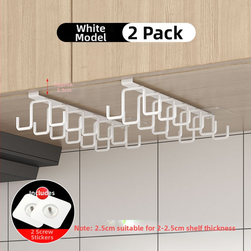 [] Креативна двуредова кука за окачване на чаши, кухненски неперфориран шкаф за окачване, шпатула, железен рафт, гардероб