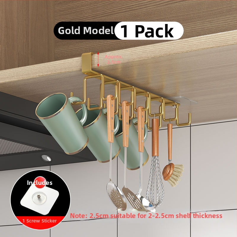 [] Креативна двуредова кука за окачване на чаши, кухненски неперфориран шкаф за окачване, шпатула, железен рафт, гардероб