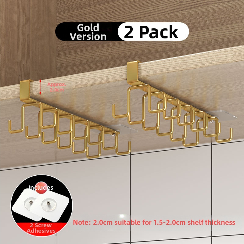 [] Креативна двуредова кука за окачване на чаши, кухненски неперфориран шкаф за окачване, шпатула, железен рафт, гардероб