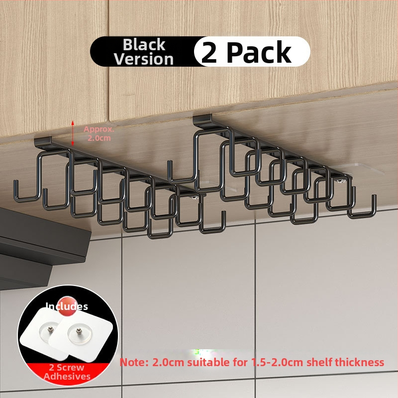 [] Креативна двуредова кука за окачване на чаши, кухненски неперфориран шкаф за окачване, шпатула, железен рафт, гардероб