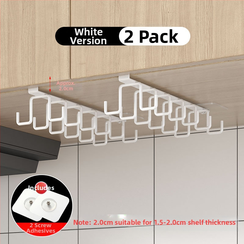 [] Креативна двуредова кука за окачване на чаши, кухненски неперфориран шкаф за окачване, шпатула, железен рафт, гардероб