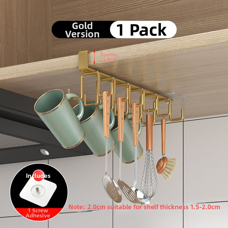 [] Креативна двуредова кука за окачване на чаши, кухненски неперфориран шкаф за окачване, шпатула, железен рафт, гардероб