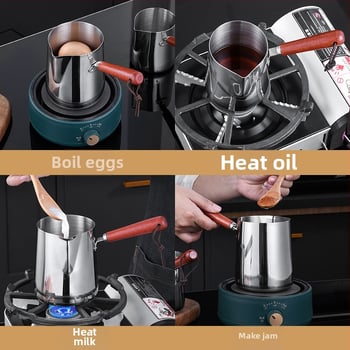 304 mastelio mažas pieno puodas su medine rankena mažas puodas maistinės kokybės didelės talpos aliejaus puodas gilinantis specialus aliejaus išleidimo pieno puodas