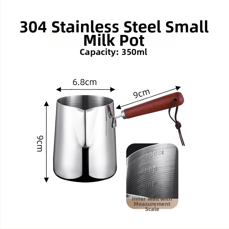 304 mastelio mažas pieno puodas su medine rankena mažas puodas maistinės kokybės didelės talpos aliejaus puodas gilinantis specialus aliejaus išleidimo pieno puodas