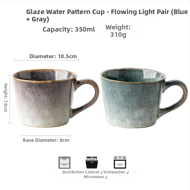 2 krosnies glazūros puodeliai poroms puodelių pora vandens rašto keraminiai vandens puodeliai pusryčiams dovana namams