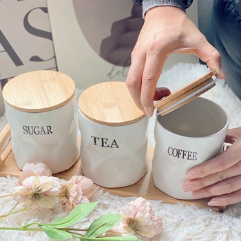 Βάζα κουζίνας Nordic Ceramic Sealed Jars, ανθεκτικά στην υγρασία, βάζα τσαγιού και καφέ, υψηλής αξίας, για οικιακή χρήση, για χύμα αποθήκευση.