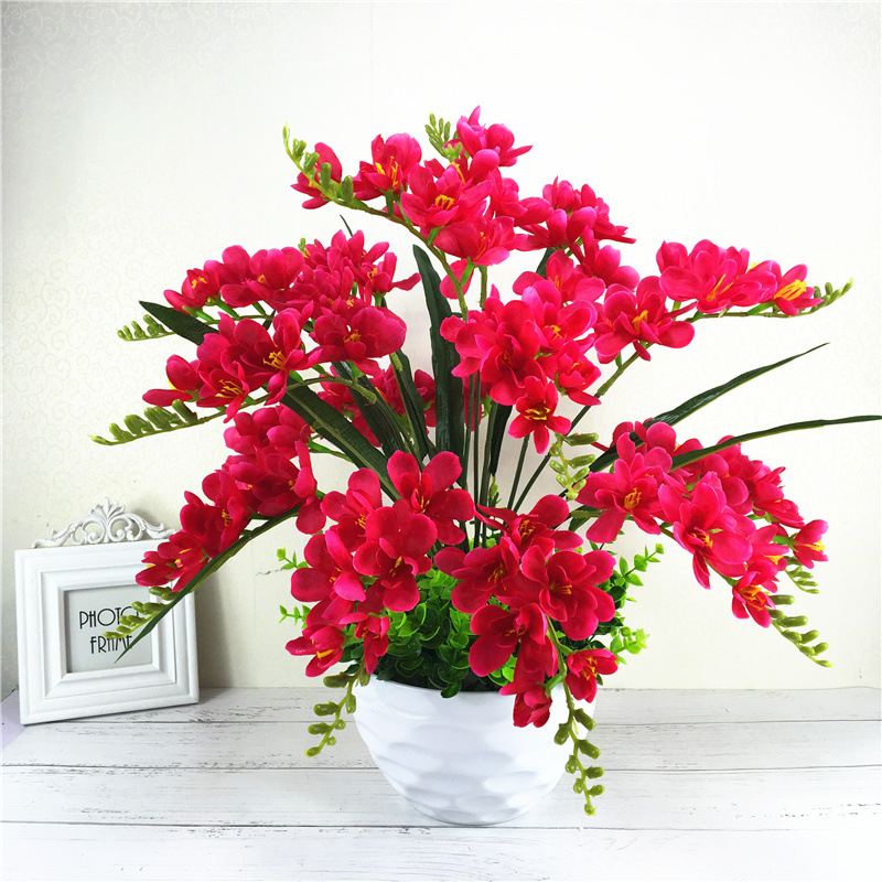 Simulēts 9 zaru Alyssum viesistabas mājas mākslīgais zieds zīda zieds dekoratīvs zieds falenopšu orhideju ziedu kompozīcijas komplekts