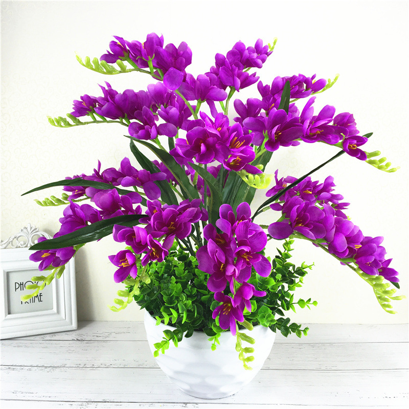 Simulēts 9 zaru Alyssum viesistabas mājas mākslīgais zieds zīda zieds dekoratīvs zieds falenopšu orhideju ziedu kompozīcijas komplekts