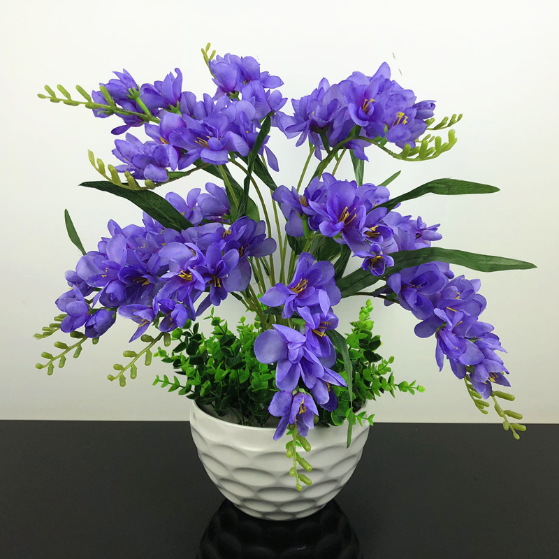 Simulēts 9 zaru Alyssum viesistabas mājas mākslīgais zieds zīda zieds dekoratīvs zieds falenopšu orhideju ziedu kompozīcijas komplekts