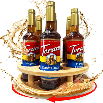 Dvojvrstvový otočný úložný stojan do bambusu, stojan na sirup, domácnosť, obývačka, spálňa, korenie, dekorácia, stojan na červené víno