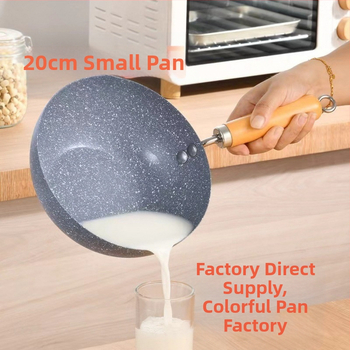 Piiriülene mittenakkuv väike wok-pann marmormustriga mittenakkuv väike pott majapidamises kasutatav mini õues kasutatav wok-pann ühe potiga väike praepann