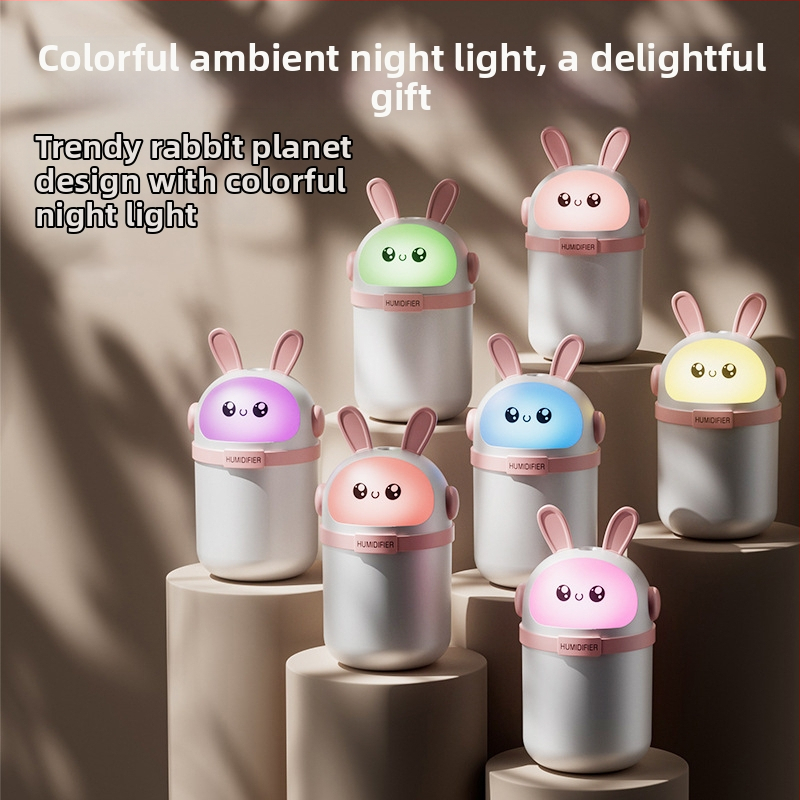 Домашен автомобил Тиха спалня Преносим Сладък анимационен USB Мини овлажнител за въздух и вода Цветна атмосфера Светлина