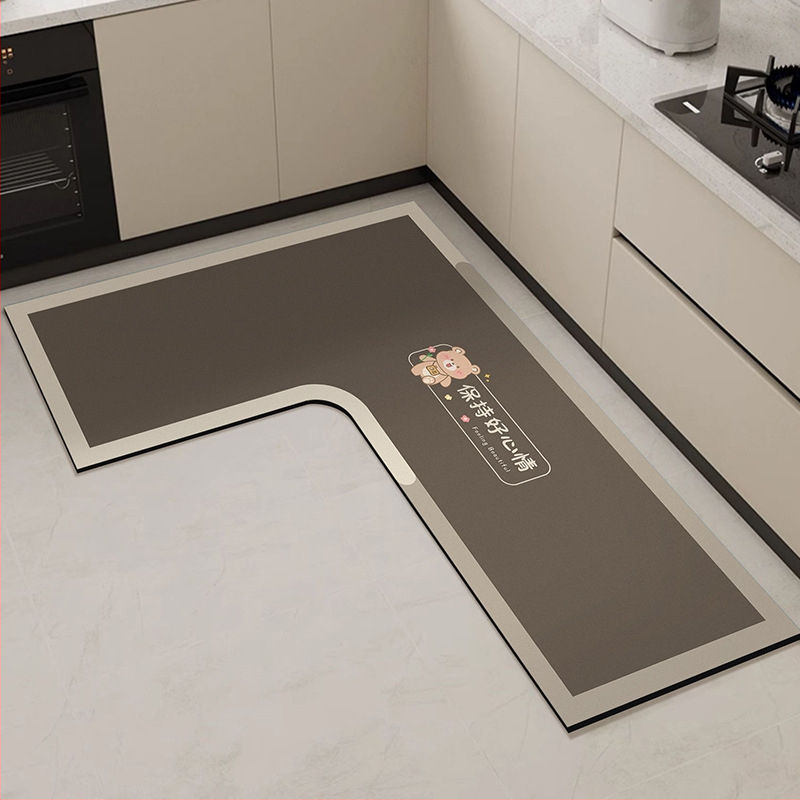 L formos virtuvės grindų kilimėlis, atsparus dėmėms, neslystantis kilimėlis, diatomų purvą sugeriantis grindų kilimėlis, pažangus, lengvai prižiūrimas, gali būti parduodamas didmeninėje prekyboje