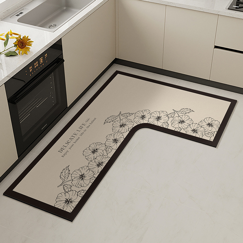 L formos virtuvės grindų kilimėlis, atsparus dėmėms, neslystantis kilimėlis, diatomų purvą sugeriantis grindų kilimėlis, pažangus, lengvai prižiūrimas, gali būti parduodamas didmeninėje prekyboje