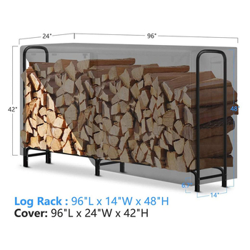 Lauko vandeniui atsparus medinių stovo uždangalas, karštai parduodamas malkų uždangalas, kiemo 4/8 pėdų malkų stovo uždangalas, malkų uždangalas