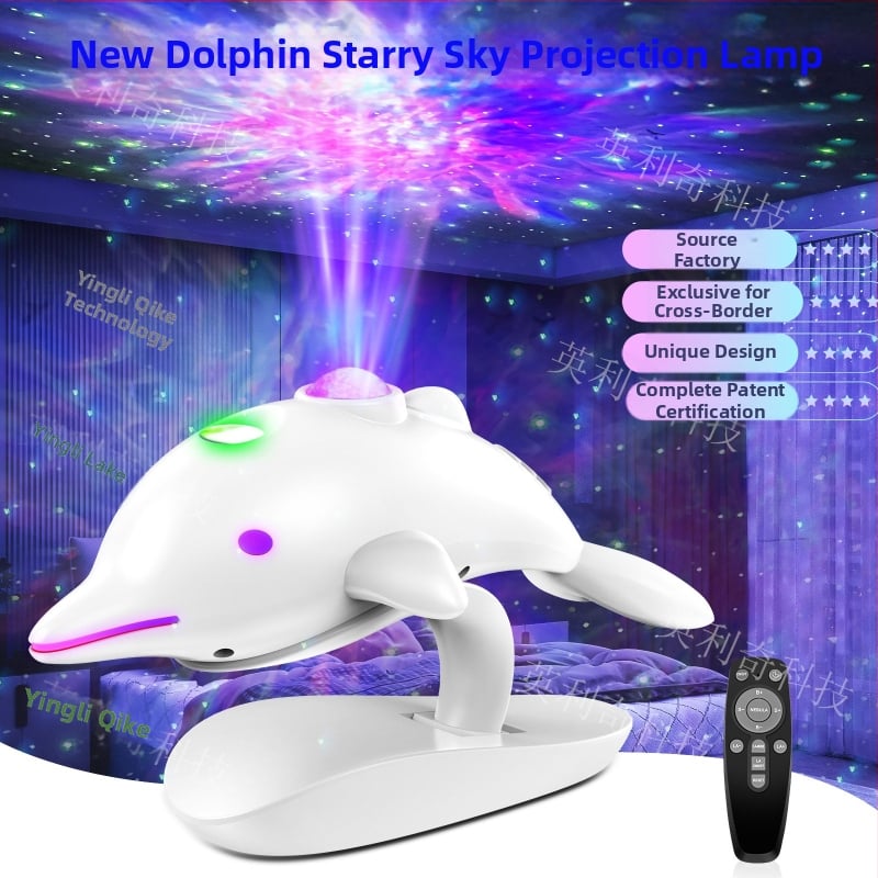 Az Amazon új, határokon átnyúló delfin csillagos égbolt lámpája, színes vetítőlámpa, gyerekeknek való éjszakai fény, hálószobai LED-es vetítőlámpa