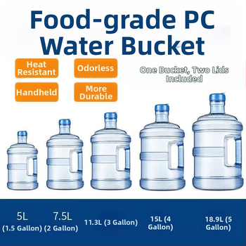 PC sutirštinto gryno vandens kibiras Qs sertifikuotas buitinio mineralinio vandens kibiras, rankinė, vandens dozatorius, kibiro laikymo saugos žiedas