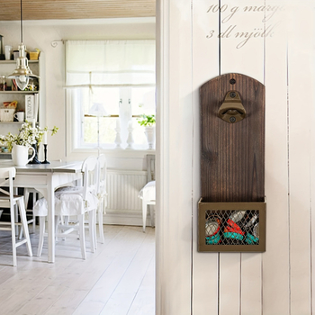 1 τεμ., ανοιχτήρι μπουκαλιών τοίχου, με συλλέκτη καπακιού μπουκαλιού, ρετρό χωριό