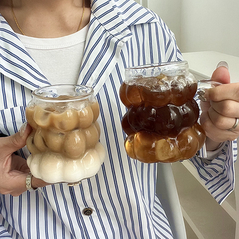 Εξατομικευμένο φλιτζάνι καφέ από γυαλί σταφυλιού, ανθεκτικό στη θερμότητα, βοριοπυριτικό φλιτζάνι με φλιτζάνι γάλα latte, οικιακό παχύρρευστο γυαλί