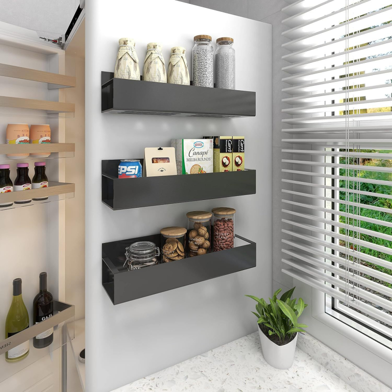 Suport magnetic pentru frigider, suport pentru condimente neperforat, suport lateral pentru frigider, suport pentru provizii de bucătărie, finisaj multifuncțional