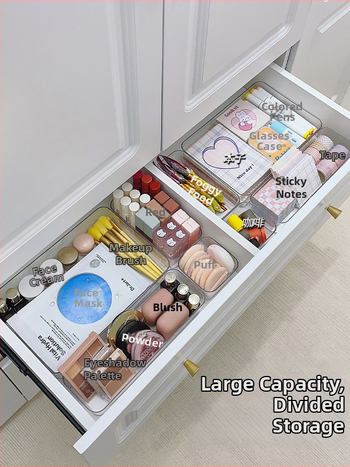 Διαφανές διαχωριστικό συρταριού, ενσωματωμένο κουτί αποθήκευσης διαφόρων ειδών, φινίρισμα, ακρυλικό διαχωριστικό αντικειμένων, ράφι αποθήκευσης, κουτί για μικρά αντικείμενα