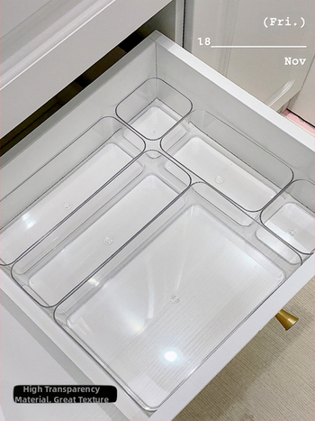 Διαφανές διαχωριστικό συρταριού, ενσωματωμένο κουτί αποθήκευσης διαφόρων ειδών, φινίρισμα, ακρυλικό διαχωριστικό αντικειμένων, ράφι αποθήκευσης, κουτί για μικρά αντικείμενα