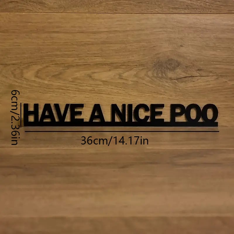 1 placă de ușă la modă „HAVE A NICE POO” (Fă o cacă frumoasă) semn de perete din lemn de înaltă calitate cu raft