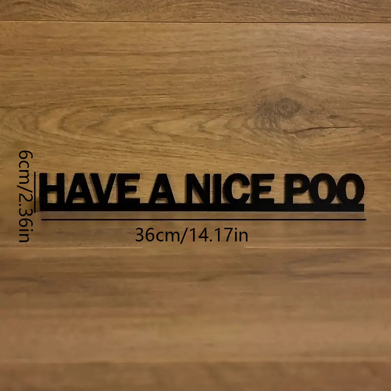 1 placă de ușă la modă „HAVE A NICE POO” (Fă o cacă frumoasă) semn de perete din lemn de înaltă calitate cu raft