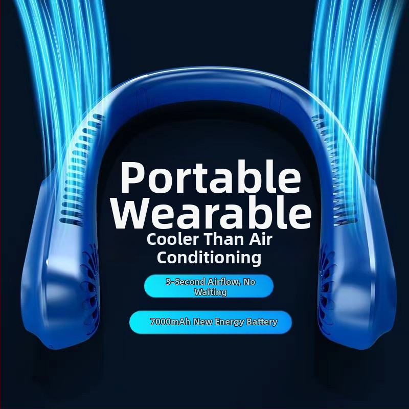 D03 Висококачествен акумулаторен вентилатор с пет скорости, цифров дисплей, мързелив, висящ на врата, преносим, безшумен, супер дълъг живот на батерията