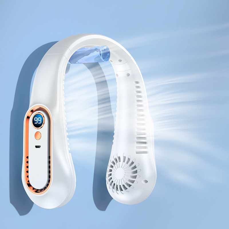 D03 aukštos kokybės įkraunamas penkių greičių skaitmeninis ekranas, kabantis kaklo ventiliatorius, nešiojamas, tylus, itin ilgas baterijos veikimo laikas