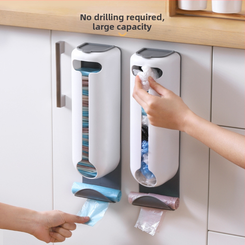 Douyin konyhai lyukasztásmentes műanyag zacskó tárolóállvány falra szerelhető, kivehető háztartási fehérnemű tárolódoboz