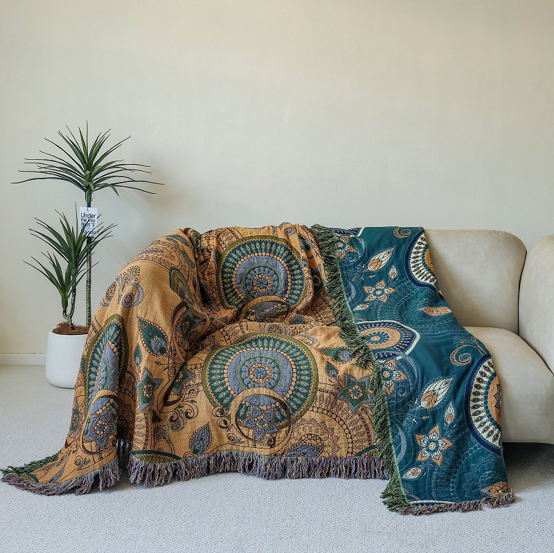 Piiriülene puhas puuvillane tutiga viiekihiline marli diivanirätik diivanitekk rätik tekk suvine jahe tekk suvine kahekordne konditsioneeriga tekk