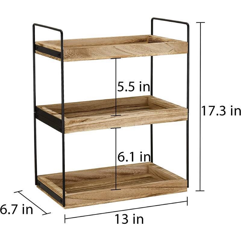 Puidust lauaarvuti kahekihiline hoiuriiul rauast vannitoa majapidamise mitmeotstarbeline köögi hoiuriiul põrandalauale maitseainete riiul
