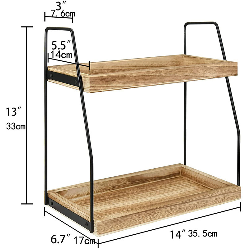 Puidust lauaarvuti kahekihiline hoiuriiul rauast vannitoa majapidamise mitmeotstarbeline köögi hoiuriiul põrandalauale maitseainete riiul