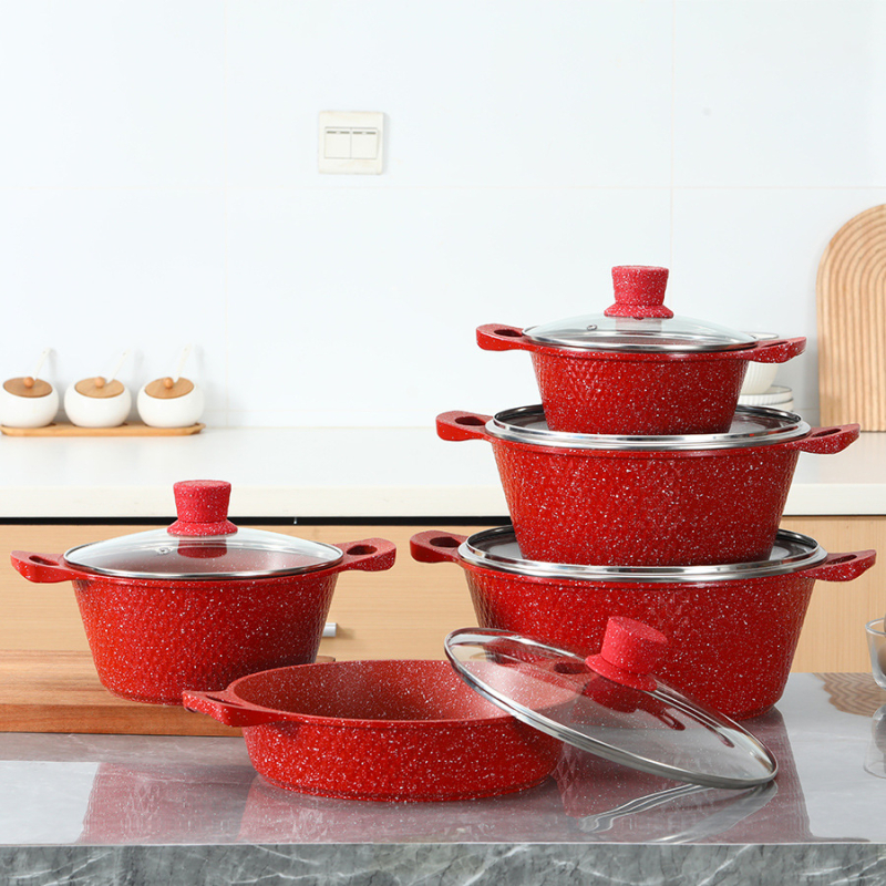 Piiriülene väliskaubandus Maifan kivist alumiiniumist survevalu supipott hautisepann praepann väike telliskivi 10-osaline hulgimüük ühes tükis punane