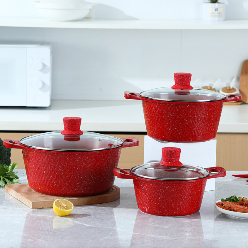 Piiriülene väliskaubandus Maifan kivist alumiiniumist survevalu supipott hautisepann praepann väike telliskivi 10-osaline hulgimüük ühes tükis punane