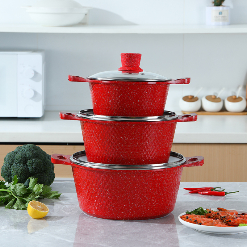 Piiriülene väliskaubandus Maifan kivist alumiiniumist survevalu supipott hautisepann praepann väike telliskivi 10-osaline hulgimüük ühes tükis punane